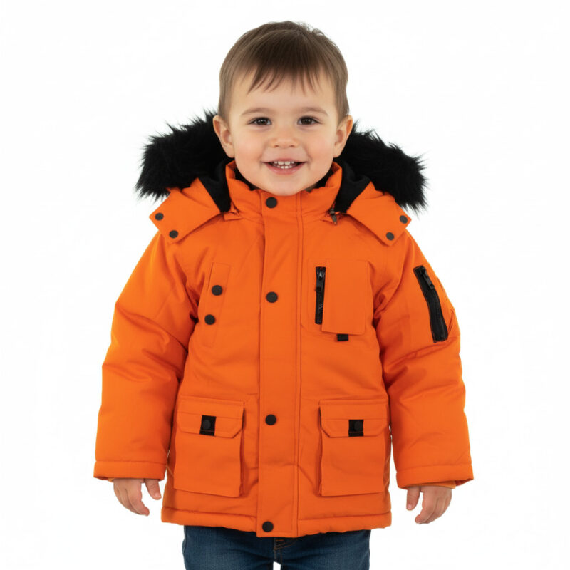 M&2 Kids μπουφάν με αποσπώμενη κουκούλα «Arancione»