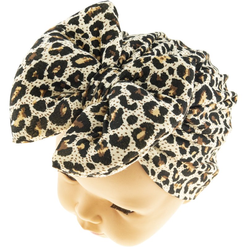 Dafne τουρμπάνι μωρού με μεγάλο φιόγκο «Leopard»