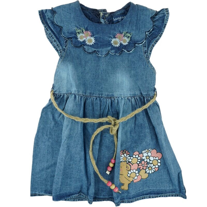 Vanessa παιδικό τζιν φορεματάκι «Teddys’ Flowers»
