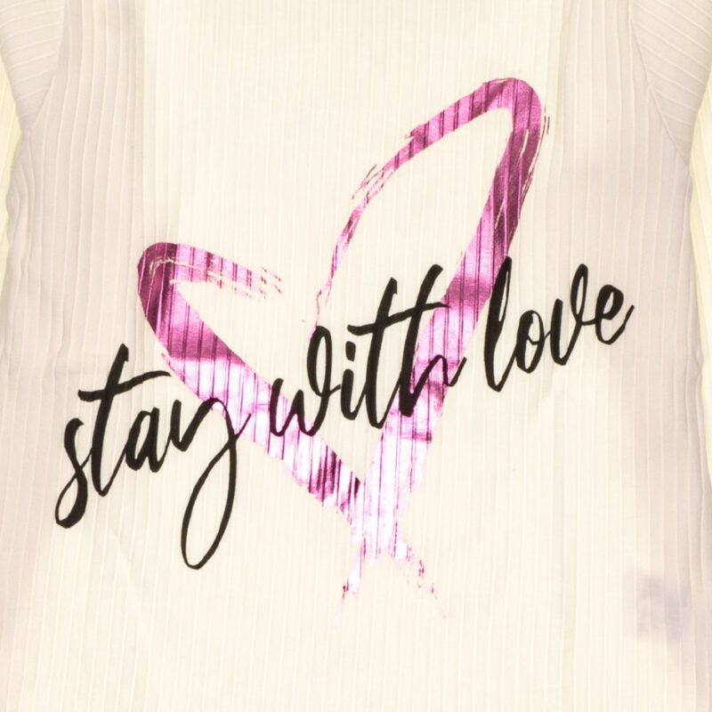 Star File λεπτή μακρυμάνικη ριμπ μπλούζα «Stay With Ecru Love» - Image 2
