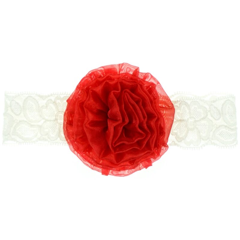 Kindo παιδική κορδέλα μαλλιών "Lace and Red Flower"