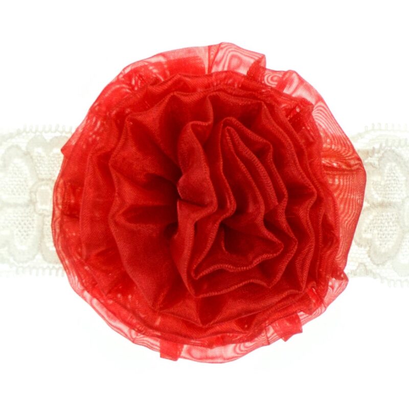 Kindo παιδική κορδέλα μαλλιών "Lace and Red Flower" - Image 2