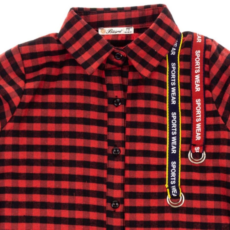 Busra παιδικό πουκάμισο «Red Checkered» - Image 3