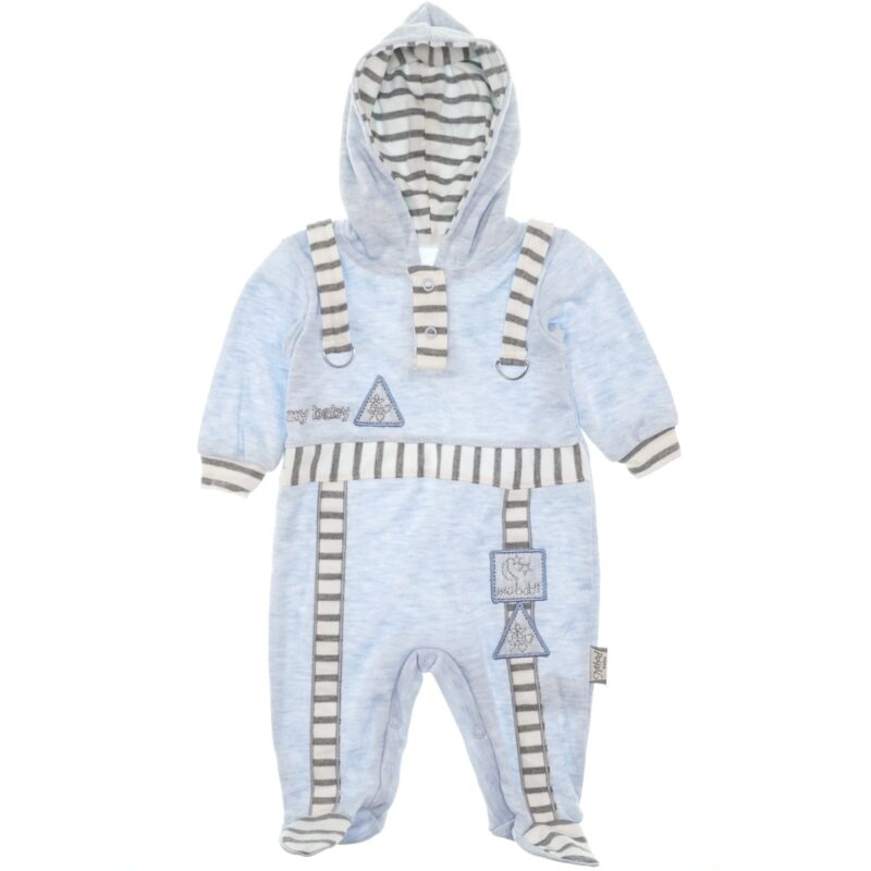 Mehad Bebe λεπτό ολόσωμο φορμάκι με κουκούλα «My Baby in Blue»