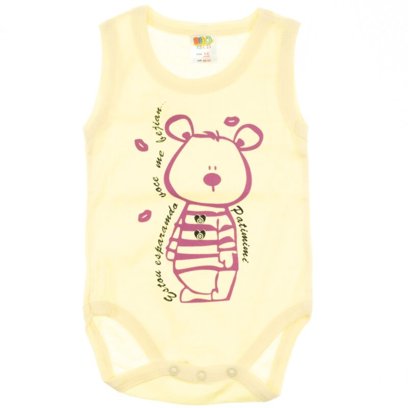 Biyo Kids αμάνικο βρεφικό κορμάκι «Yellow Teddy»