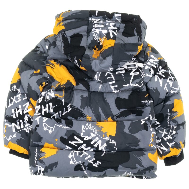 Karino Kids μπουφάν puffer με κουκούλα και αποσπώμενο γουνάκι «Mustard Textile» - Image 2