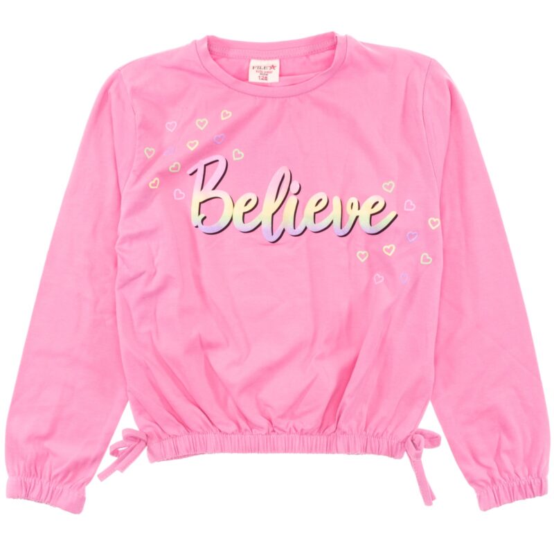 Star File μακρυμάνικη μπλούζα από λεπτό ύφασμα «Believe in Fuchsia»