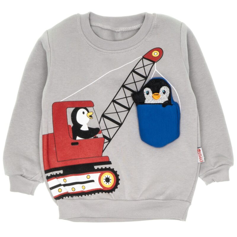 Eymus σετ φόρμας με απλικέ σχέδιο και χνούδι «Worker Penguin» - Image 2