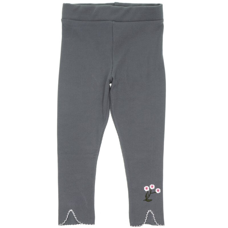 Timi Kids λεπτό κολάν με χνούδι «Flower Grey Stripe»