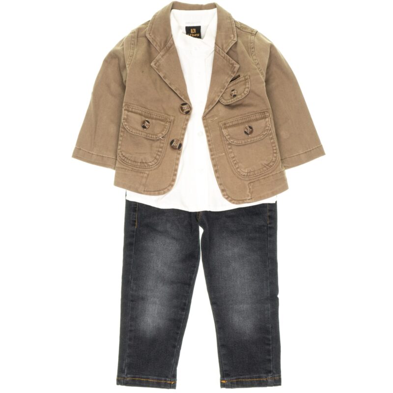 Efbey Kids σετ τριών τεμαχίων από λεπτό ύφασμα «Mystery Brown»