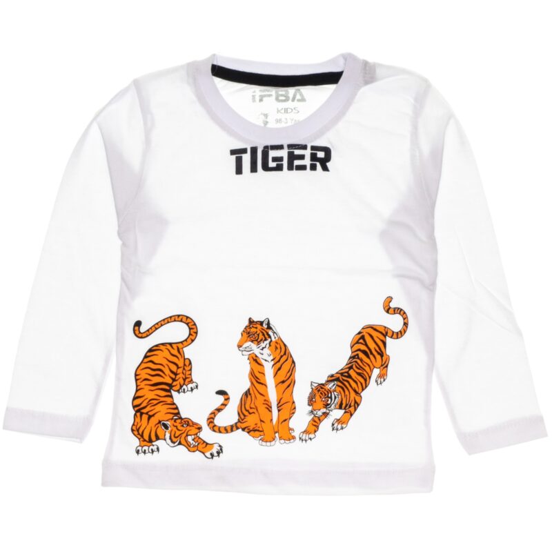Ifba Kids λεπτή μακρυμάνικη μπλούζα «White Tiger» (ΣΤΕΝΗ ΓΡΑΜΜΗ)
