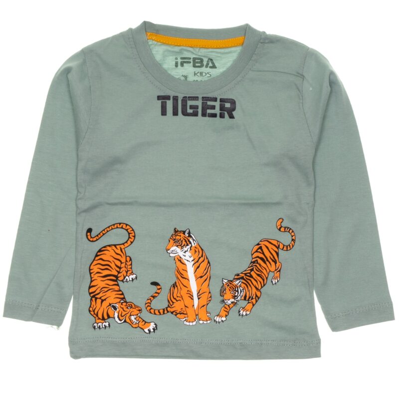 Ifba Kids λεπτή μακρυμάνικη μπλούζα «Green Tiger» (ΣΤΕΝΗ ΓΡΑΜΜΗ)