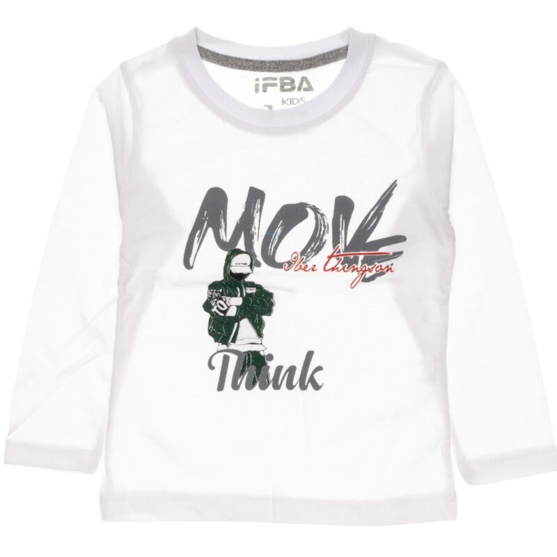 Ifba Kids λεπτή μακρυμάνικη μπλούζα «White Move» (ΣΤΕΝΗ ΓΡΑΜΜΗ)