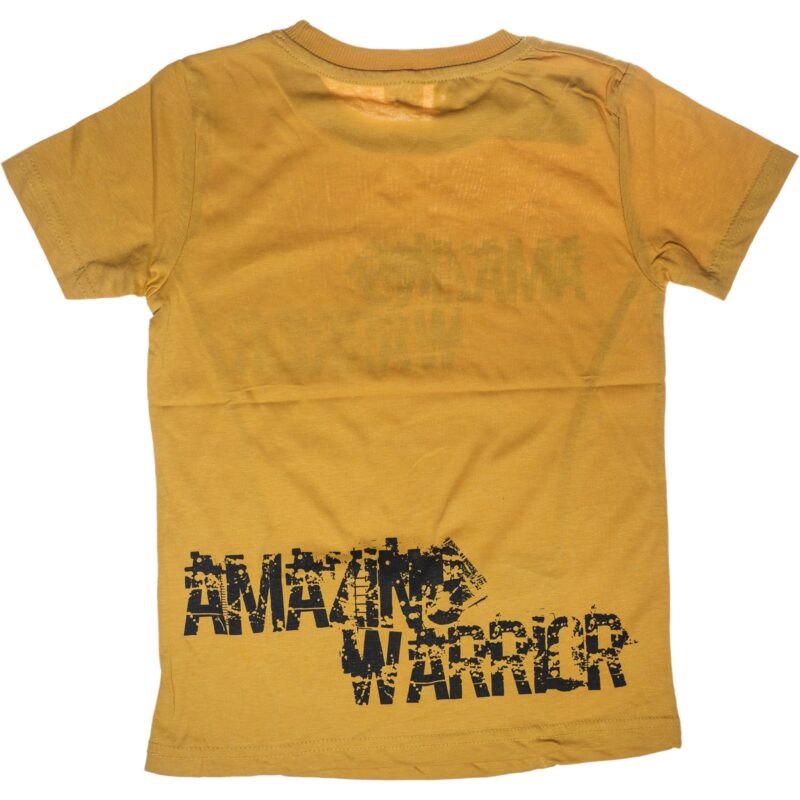 Waxmen κοντομάνικη μπλούζα με τύπωμα «Amazing Warrior in Mustard» - Image 2