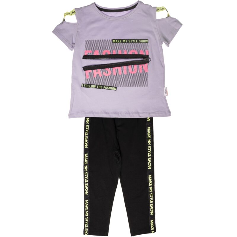 Limones σετ μπλουζάκι με κολάν κάπρι «Purple Fashion»