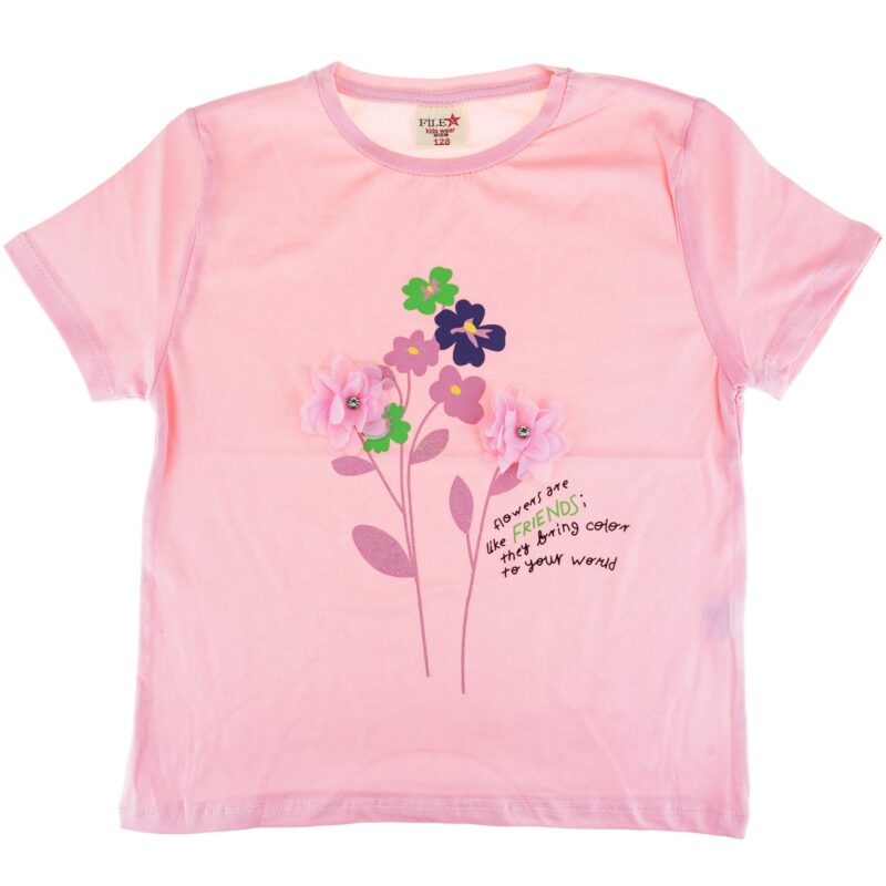 File παιδική κοντομάνικη μπλούζα «Pink Flowers Are Like Friends»