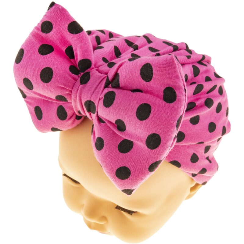 Dafne τουρμπάνι μωρού με μεγάλο φιόγκο «Fuchsia Dots»