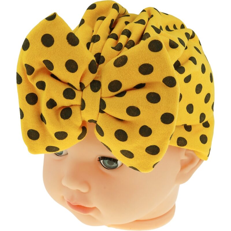 Dafne τουρμπάνι μωρού με μεγάλο φιόγκο «Yellow Dots»