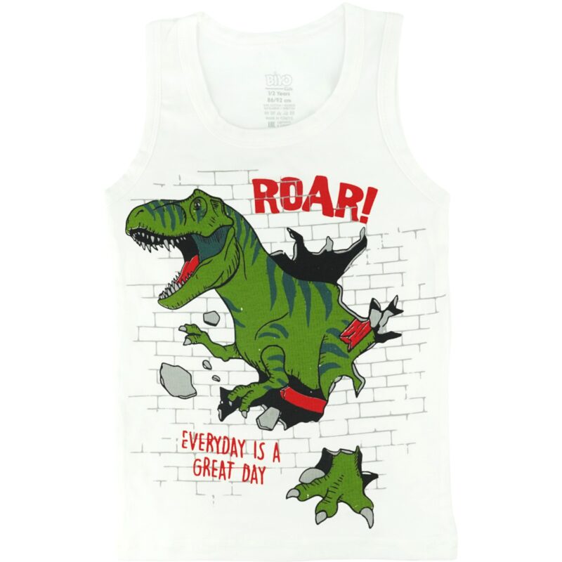 Biyo Kids αμάνικο φανελάκι με στάμπες «Roar in Ecru»