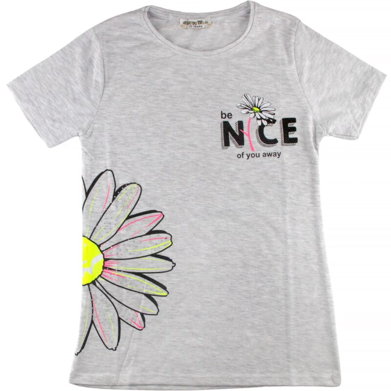 New Happy Life παιδική κοντομάνικη μπλούζα «Be Nice in Grey»