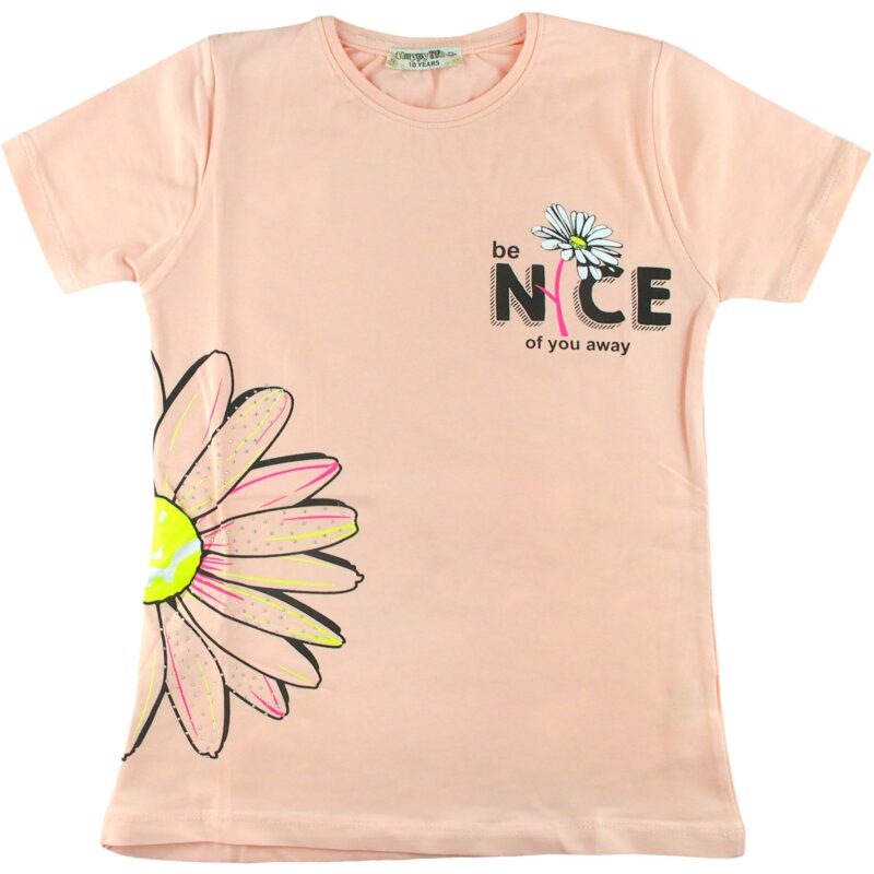 New Happy Life παιδική κοντομάνικη μπλούζα «Be Nice in Salmon»