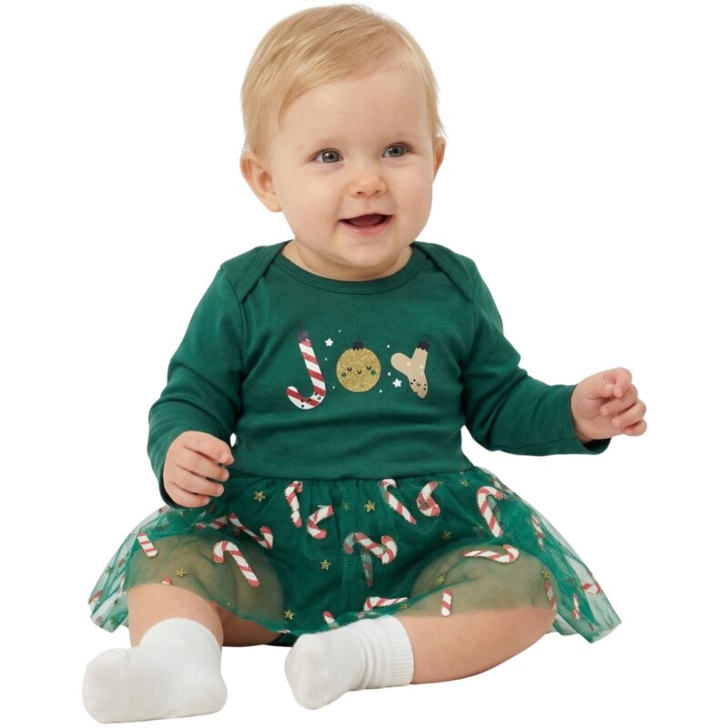 Bupper χριστουγεννιάτικο κορμάκι με τούλι και χνούδι «Christmas Gift»