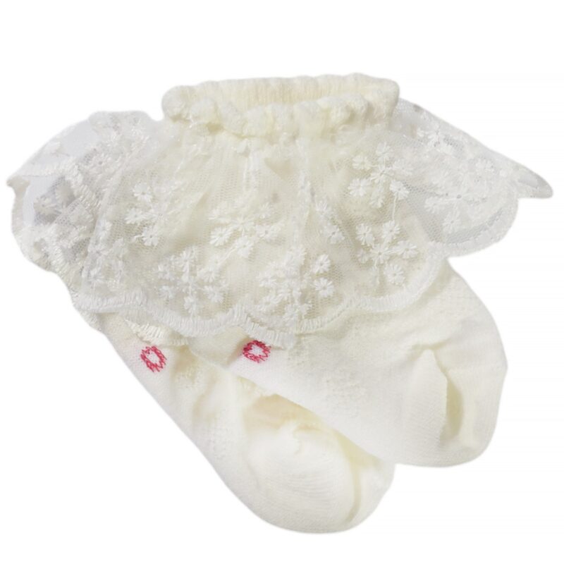 Kral Baby καλτσούλες με τούλι «Ecru Flower Tulle»