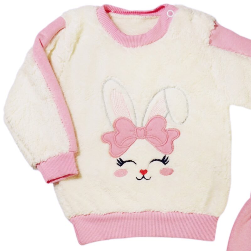 Gules Baby βρεφικό σετ φόρμας από fleece ύφασμα «Smiley Pink Rabbit» - Image 2