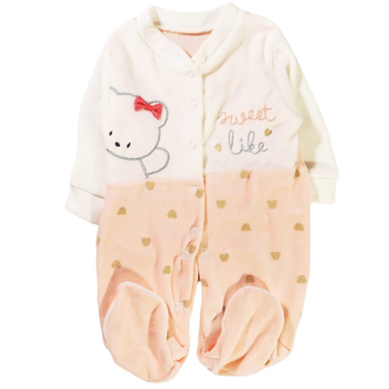 Efilix Baby ολόσωμο βελουτέ φορμάκι και σκουφάκι «Sweet Like» - Image 2