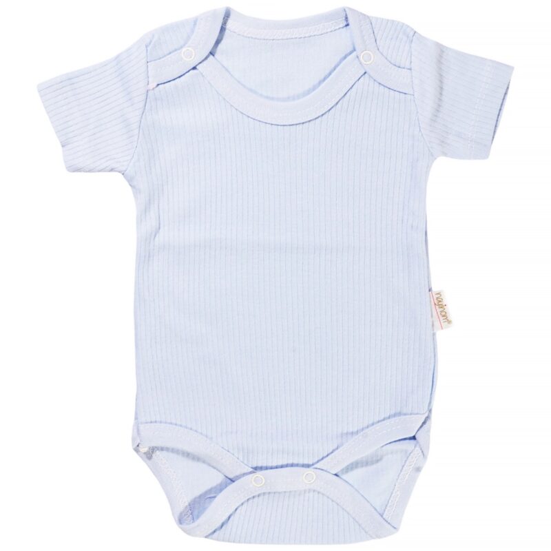 Nayinom βρεφικό ριμπ κοντομάνικο κορμάκι «Rib Blue»