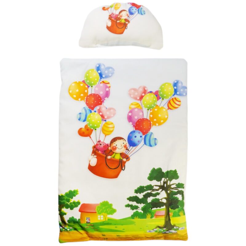 Poo Poo λεπτό παπλωματάκι και μαξιλάρι (0,62m X 0,46m) «Balloons»