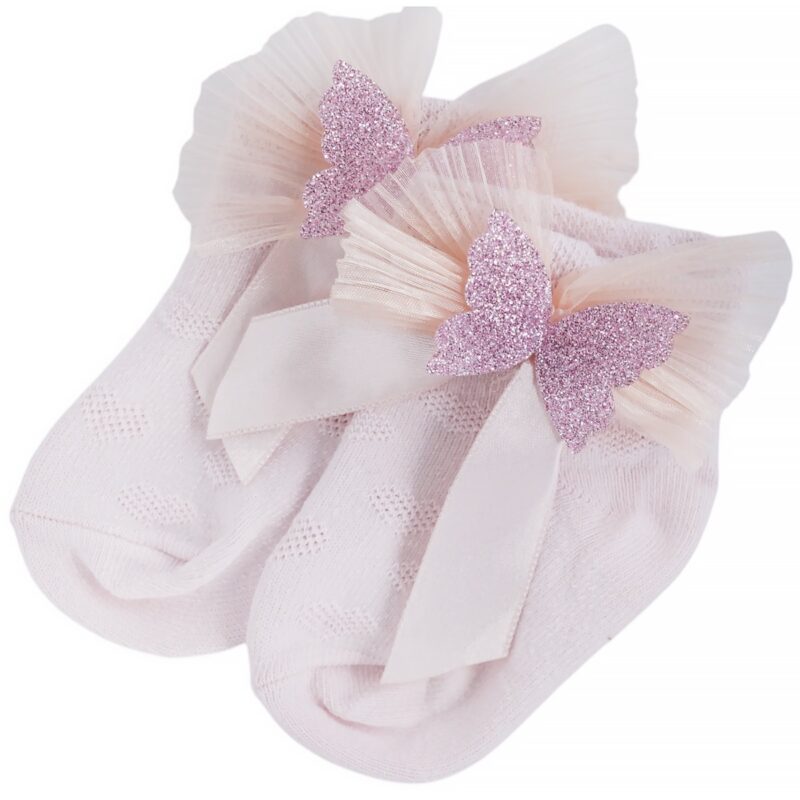 Olay Socks καλτσούλες με τούλι και διακοσμητική πεταλούδα «Salmon Butterfly»