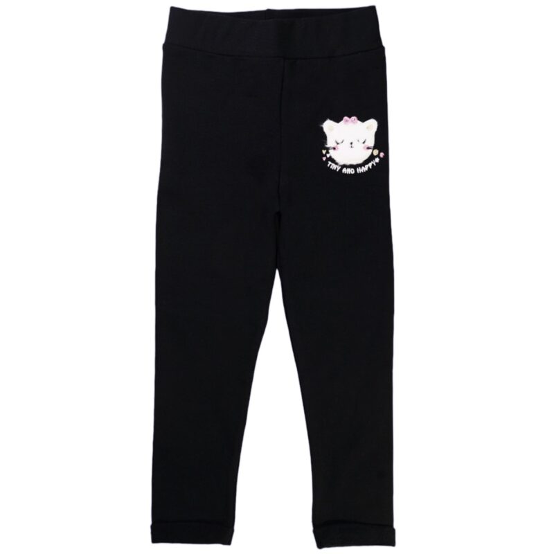 Timi Kids κολάν με χνούδι «Tiny and Happy in Black»