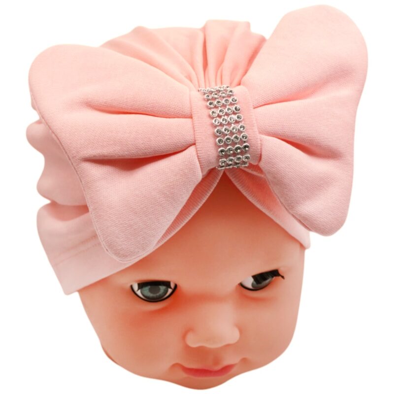 Cap & More τουρμπάνι με μεγάλο φιόγκο και στρας «Pinky Strass Bow»