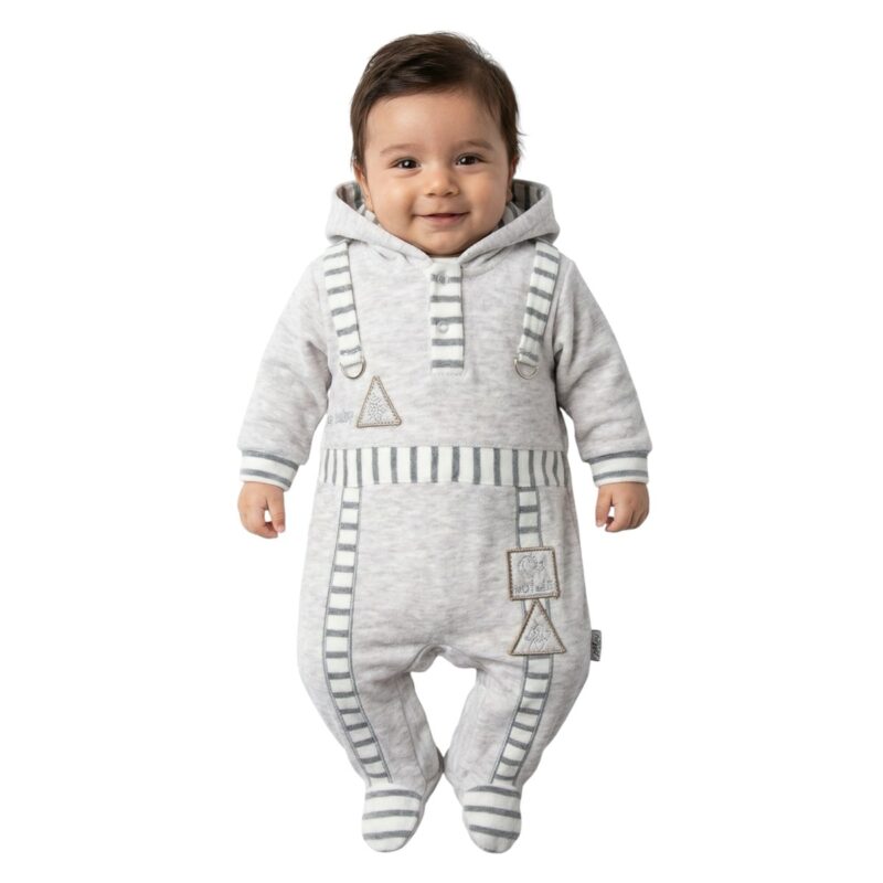 Mehad Bebe λεπτό ολόσωμο φορμάκι με κουκούλα «My Baby in Beige»