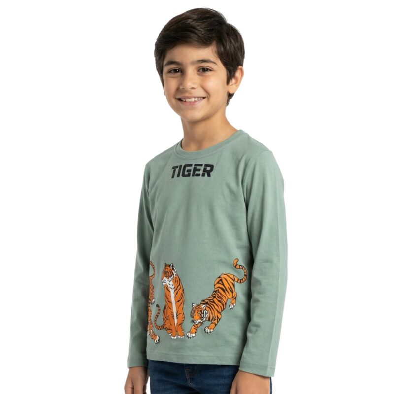 Ifba Kids λεπτή μακρυμάνικη μπλούζα «Green Tiger» (ΣΤΕΝΗ ΓΡΑΜΜΗ)