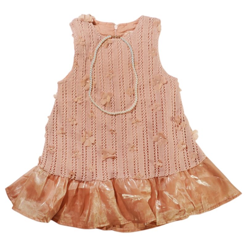 Karino Kids αμάνικο πλεκτό φορεματάκι «Ηemstitch in Pink» - Image 2