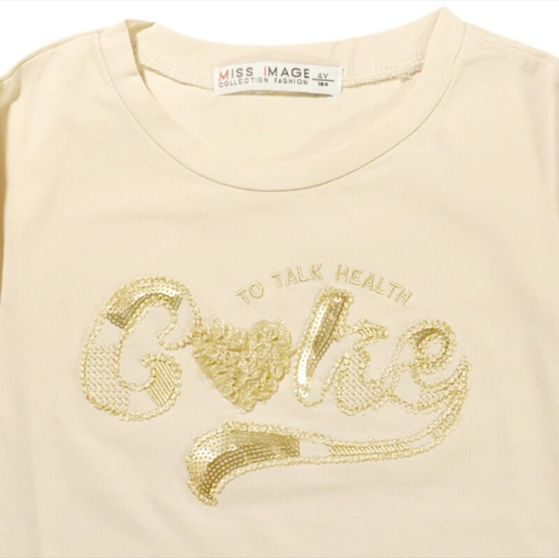 Miss Image μακρυμάνικη crop top μπλούζα από λεπτό ύφασμα «Beige Care» - Image 2