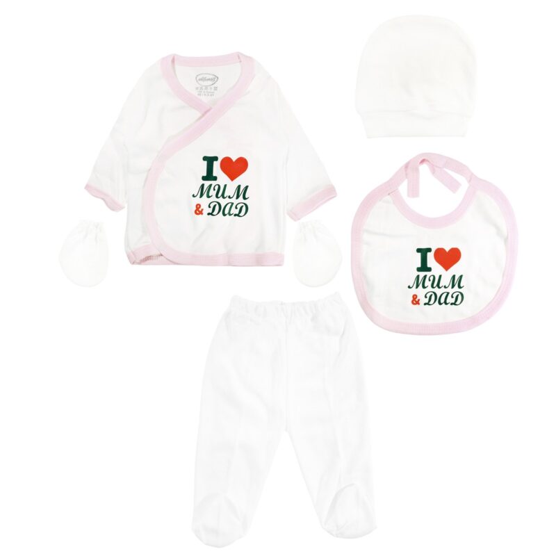 Misimosi Baby σετ δώρου πέντε τεμαχίων «I Love Mum & Dad»