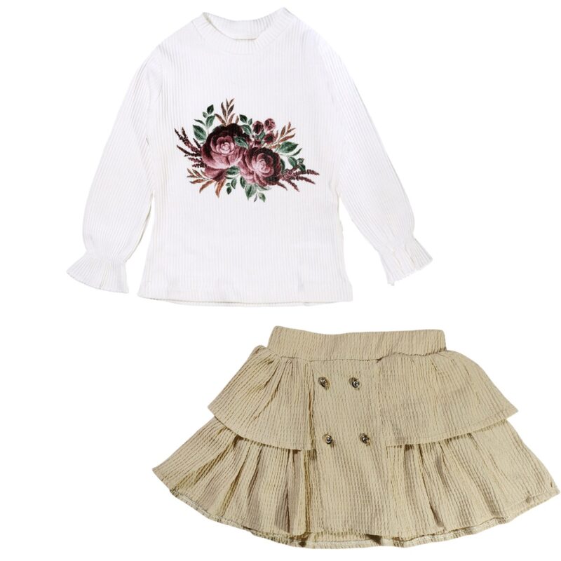Akira Kids σετ μπλούζα με φούστα από λεπτό ύφασμα «Delicate Roses»
