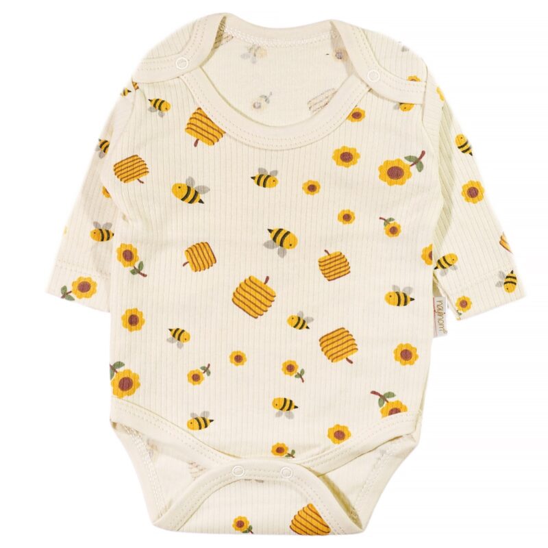 Nayinom μακρυμάνικο κορμάκι «Beige Bees»