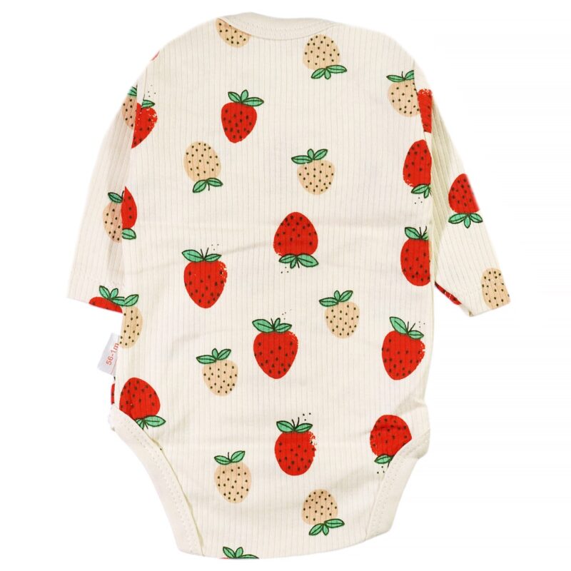 Nayinom μακρυμάνικο κορμάκι «Beige Strawberries» - Image 2