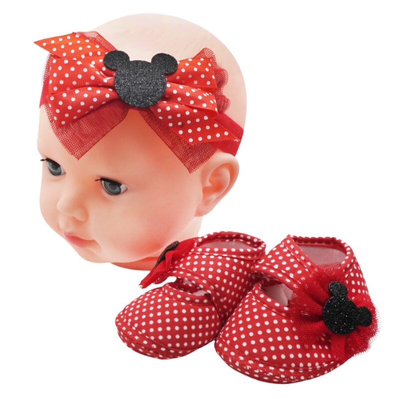 Defne βρεφικά παπουτσάκια αγκαλιάς και κορδέλα «Red Mini»