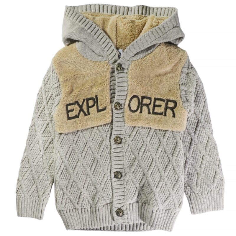 Cocuk Kids πλεκτή ζακέτα με κουκούλα και επένδυση «Explorer»