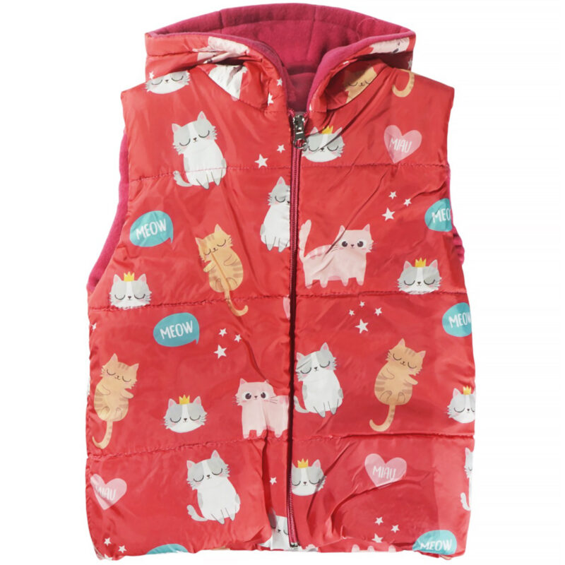 Audino Kids αμάνικο puffer μπουφάν με κουκούλα «Meow»