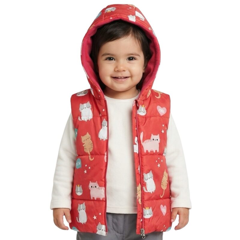 Audino Kids αμάνικο puffer μπουφάν με κουκούλα «Meow»