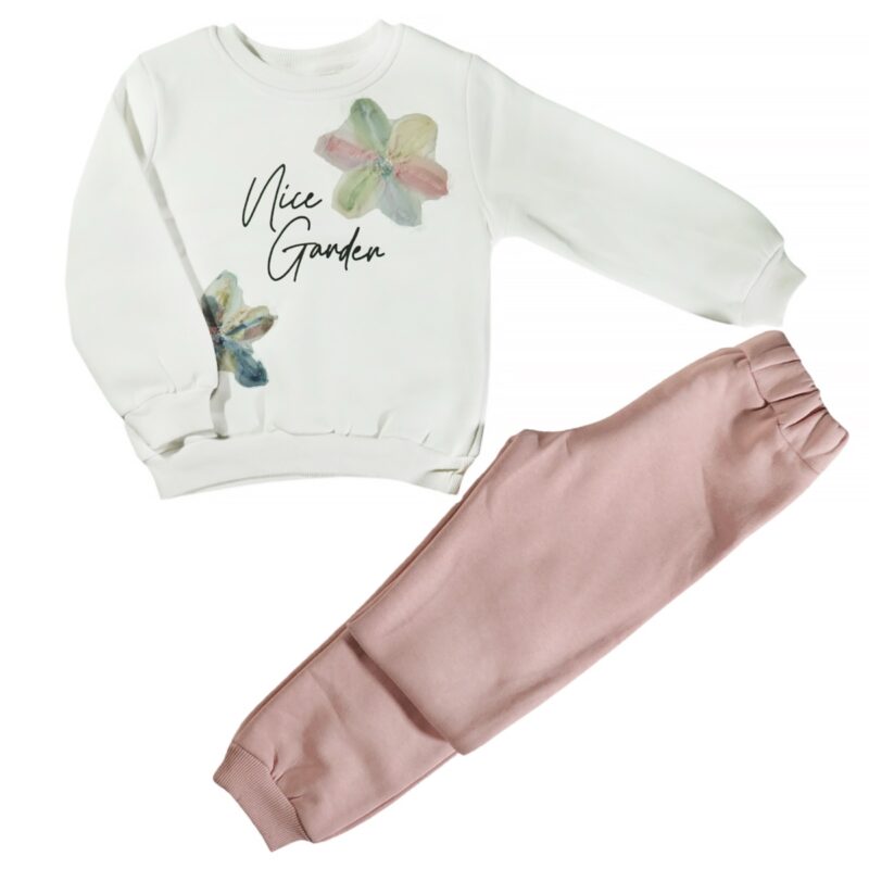 Lupita σετ φόρμας με χνούδι «Pink Garden»