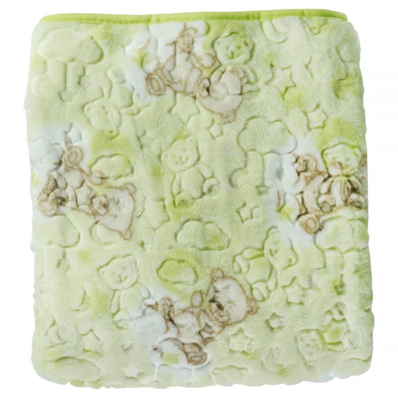 Golden Spring βελουτέ βρεφική κουβέρτα για κούνια «Green Teddies» 1,04 cm x 1,26 cm
