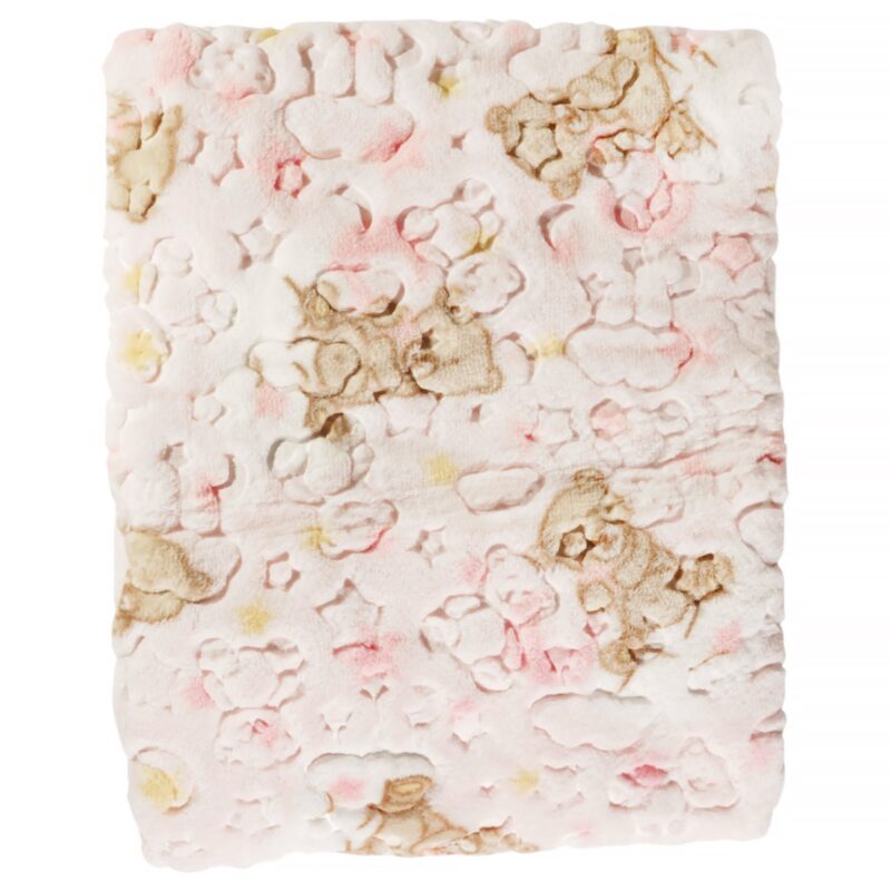 Golden Spring βελουτέ βρεφική κουβέρτα για κούνια «Pink Teddies» 1,04 cm x 1,26 cm