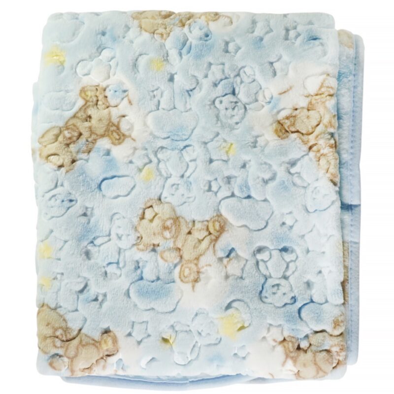 Golden Spring βελουτέ βρεφική κουβέρτα για κούνια «Blue Teddies» 1,04 cm x 1,26 cm